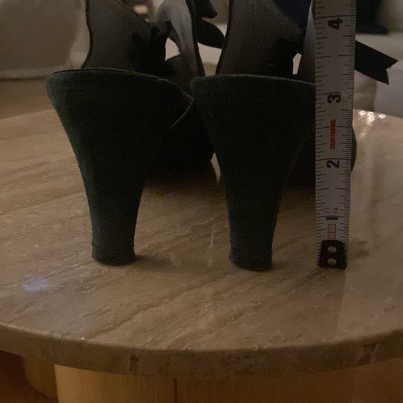 Vintage Forest Green Suede Slingback Tie Shoes Sz 7.5 M - Picture 6 of 6